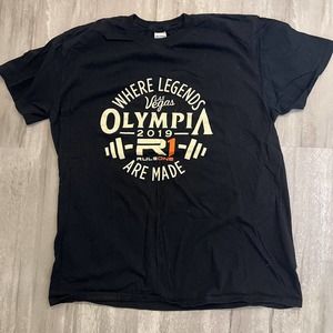 Olympia 2019 Men's Black Crew Neck Pullover Outdoor Gym T-Shirt Size XL
